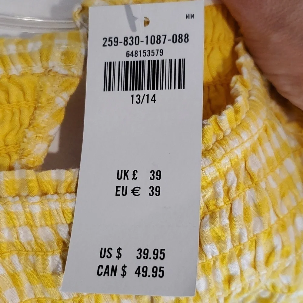 NWT Abercrombie and fitch girls gingham‎ Dress 13/14